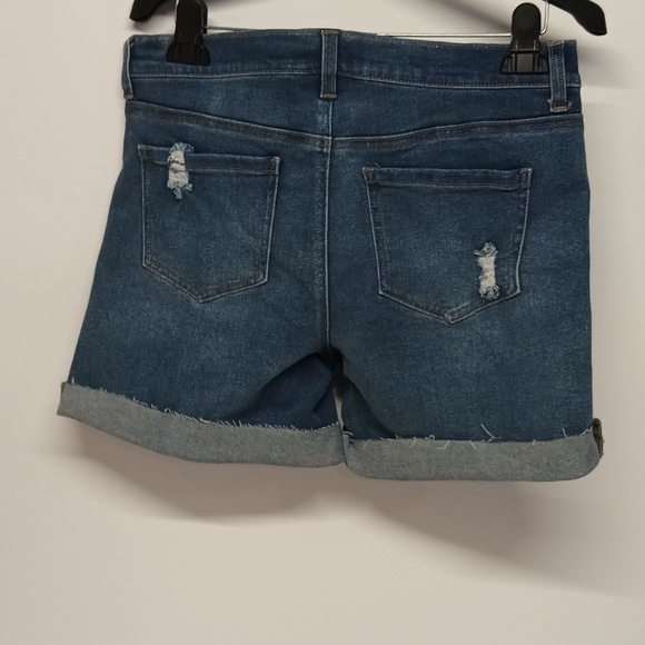 Maternity jean shorts side panel size M ( 8-10 ) Denim cotton blend Bermuda shor - Picture 3 of 16